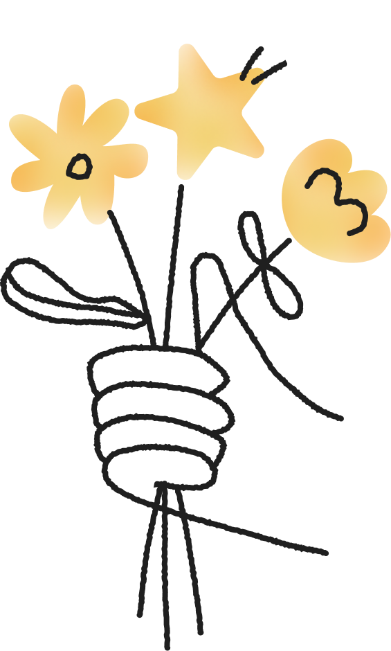 Hand holding a bouquet of flowers